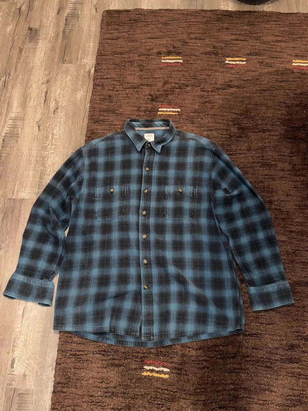 Dickies Blue & Black Plaid Flannel Shirt - Size xl